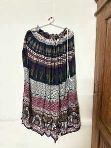Elephant Print Ethnic Skirt with drawstring