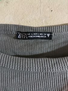 Grey Ribbed Crop Top