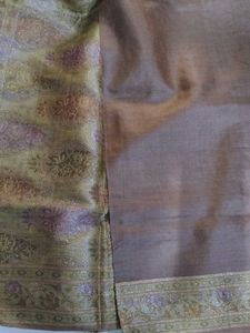 Brown Tasar Silk Blend Saree
