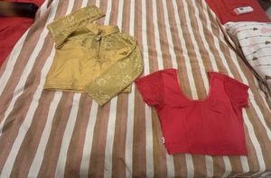 Gold & Peach Coloured Blouses - Free Sizes