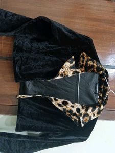 Velvet Leopard Trim Jacket