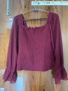 Maroon Smocked Top