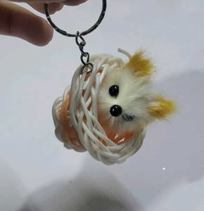 cute dog in a bucket keychain
