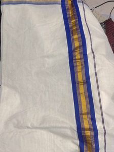 Kerala Saree With Blue Border