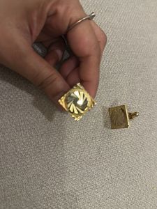 Golden Cufflinks With Self Design