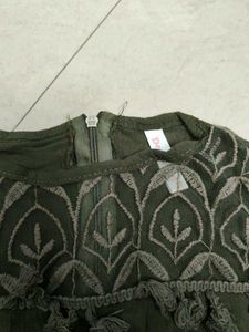 Embroidered Olive Green Top
