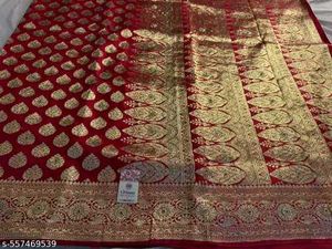 Bridal Marron &amp; Gold Banarasi Saree