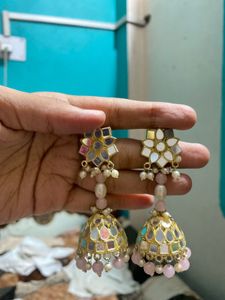 White And Pink Earrings