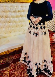 Ethnic Gown With Flairs And Butterfly Flowers