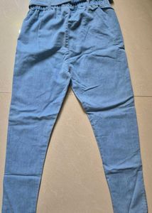 High-Waist Light Blue Paperbag Jeans with Belt