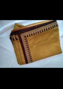 Yellow Saree With Lace And Maroon Blouse