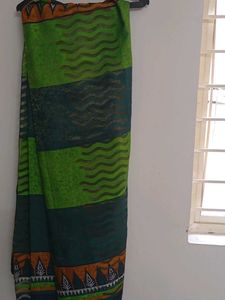 Kanjivaram Brasso Jute Silk Hand Print Saree