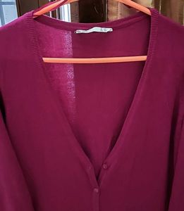 Elegant Cherry Color Cardigan