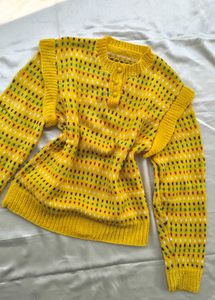 Handmade Knit Ruffle Sweater