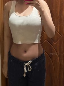 Beige Crop Tank Top