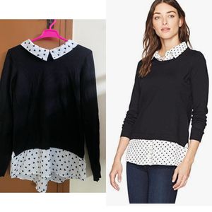Adrianna Papell Women Polk ADot Two Fer Long Sleve