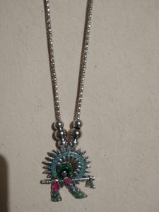 Silver Flute Pendant Oxidized Necklace