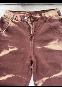 Brown Printed Denim