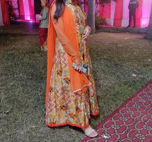Ethnic Gown Dress with Pant And A Chunni