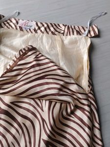 Satin Zebra Print Midi Skirt