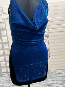 SHEIN,Sparkly Blue Mini Dress