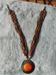Multilayer Beads Neckpiece With Big Locket