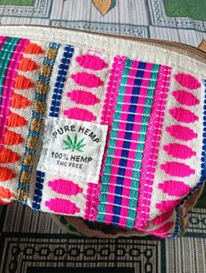 Embroidered Hemp Pouch