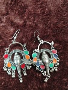 Elephant Design Silver Earrings