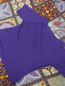Purple Ribbed Knit Top