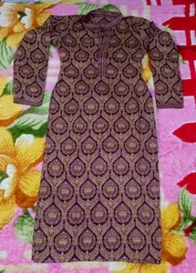 Coffee With Golden Kurta Set
