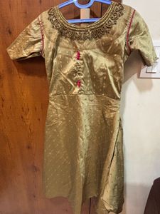 Sage Green Embellished Trapeze Umbrella Kurta