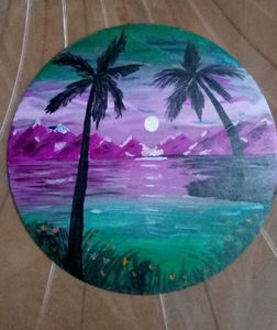 Handmade Snowy Mountains Painting on MDF (8"x8") –