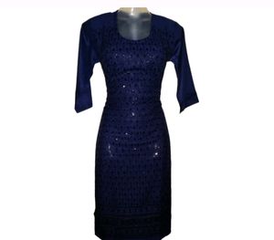 Women Navy Blue Embroidery Kurti
