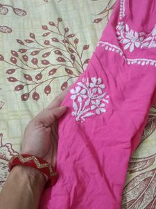 Pink chikankari Kurta