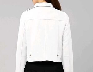 White zip front biker jacket🌼