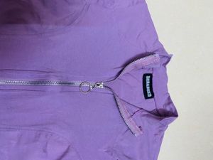 Purple Zip-Up Crop Top