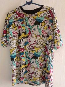 L Size Cartoon Style Printed Tshirt For Women