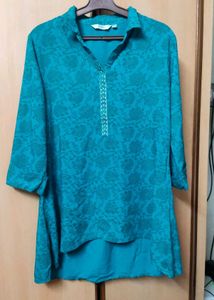 Teal Floral Print Tunic Top