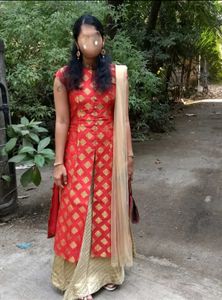 Elegant Red & Gold Kurta Set For Functions