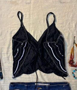 y2k Sequin Butterfly Tank Top