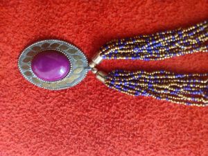 Beaded Purple Pendant Necklace