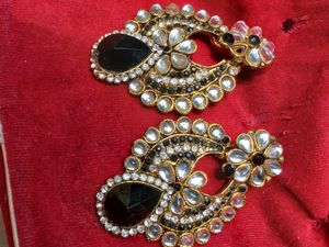 Kundan Earrings Heavy Black