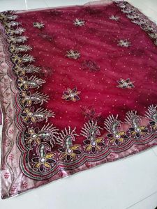 netted heavy handwork partywear saree(all work)