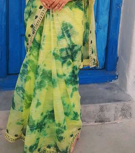 Green Tie-Dye Sari