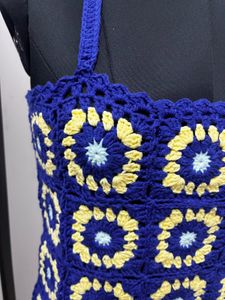 Blue Floral Crochet Top