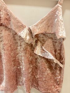 MANGO Velvet Ruffle Cami Top