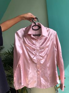 Pink Satin Style fitted  Top
