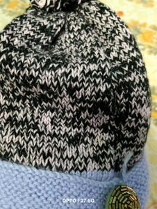 Handmade Knitted Beanie with Pom-Pom