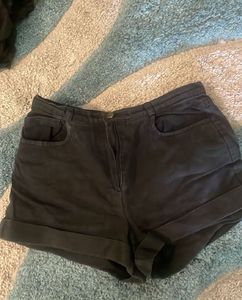 Black High-Waisted Denim Shorts