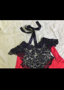 Red Dress with Lace Detail